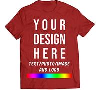 Mr Jeans LTD® Personalised T Shirt UK Red (Medium) A++ DTF Printing - Design Your Own Custom Tshirts in UK Any Photo Text - Personalized Custom Shirt Gifts idea for Birthday - (Same Day Dispatch)
