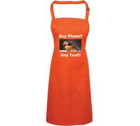 Mr Jeans Personalised Apron For Women Men - Any Text Any Photo - Customised Aprons Kitchen Baking Funny With Pockets - 38 Colours (Orange)