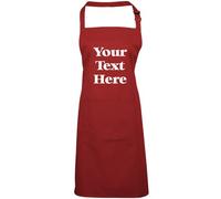Mr Jeans Personalised Apron For Women Men - Any Text - Customised Aprons Kitchen Baking Funny With Pockets - 38 Colours (Red)