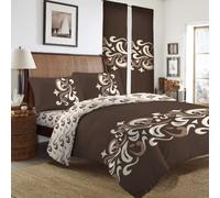 Mr Jeans Qaisiria Duvet Cover Sets - 4 PCS - Quilt Cover Bedding Set With Fitted Sheet + 2 Pillow Cases, Chelsea Brown - Super king
