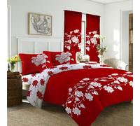 Mr Jeans Qaisiria Duvet Cover Sets - 4 PCS - Quilt Cover Bedding Set With Fitted Sheet + 2 Pillow Cases, Richmond Red - Double