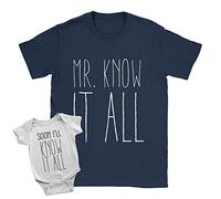 Mr Know It + Baby Know It Duo Babygrow and T-Shirt 12-18m Babygrow | 2XL T-Shirt White + Navy New Baby Arrival Father Gift