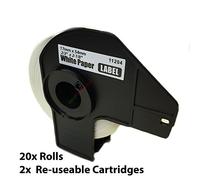 Mr-Label DK-11204 - Compatible with Brother - 20x Rolls with 2X Reusable Cartridges