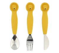 Trixie Silicone Cutlery Set 3-Pack - Mr. Lion - Toddler Utensils - Soft, Durable, and Easy-to-Grip Set - Safe Tableware for Kids Learning to Eat