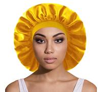 MR Mani & Rabbani RITZY & ORIGINAL Silk Satin Bonnet Cap Large - Soft Sleep Cap & Hair Wrap for All Hair Types, Women & Girls (Yellow)
