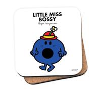 Mr Men Little Miss Bossy Coaster - 10cm x 10cm Cork-Backed Drinks Coaster | Non-Slip, Easy Wipe Clean | Proudly Made in the UK | Durable Home & Office Accessory