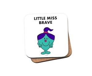 Mr Men Little Miss Brave Coaster - 10cm x 10cm Cork-Backed Drinks Coaster | Non-Slip, Easy Wipe Clean | Proudly Made in the UK | Durable Home & Office Accessory