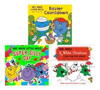 Mr. Men Little Miss Collection by Roger Hargreaves: Easter Countdown, The Super Silly Day & A White Christmas Colouring Storybook (3-Book Set) - Paperback