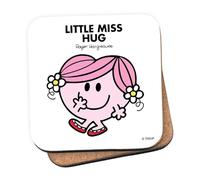 Mr Men Little Miss Hug Coaster - 10cm x 10cm Cork-Backed Drinks Coaster | Non-Slip, Easy Wipe Clean | Proudly Made in the UK | Durable Home & Office Accessory