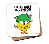 Mr Men Little Miss Inventor Coaster - 10cm x 10cm Cork-Backed Drinks Coaster | Non-Slip, Easy Wipe Clean | Proudly Made in the UK | Durable Home & Office Accessory