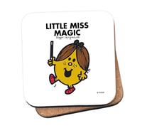 Mr Men Little Miss Magic Coaster - 10cm x 10cm Cork-Backed Drinks Coaster | Non-Slip, Easy Wipe Clean | Proudly Made in the UK | Durable Home & Office Accessory