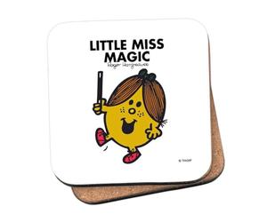 Mr Men Little Miss Magic Coaster - 10cm x 10cm Cork-Backed Drinks Coaster | Non-Slip, Easy Wipe Clean | Proudly Made in the UK | Durable Home & Office Accessory