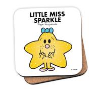 Mr Men Little Miss Sparkle Coaster - 10cm x 10cm Cork-Backed Drinks Coaster | Non-Slip, Easy Wipe Clean | Proudly Made in the UK | Durable Home & Office Accessory