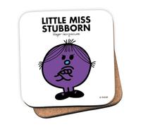Mr Men Little Miss Stubborn Coaster - 10cm x 10cm Cork-Backed Drinks Coaster | Non-Slip, Easy Wipe Clean | Proudly Made in the UK | Durable Home & Office Accessory