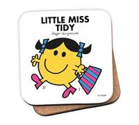 Mr Men Little Miss Tidy Coaster - 10cm x 10cm Cork-Backed Drinks Coaster | Non-Slip, Easy Wipe Clean | Proudly Made in the UK | Durable Home & Office Accessory