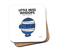 Mr Men Little Miss Whoops Coaster - 10cm x 10cm Cork-Backed Drinks Coaster | Non-Slip, Easy Wipe Clean | Proudly Made in the UK | Durable Home & Office Accessory