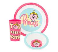 Mr. Men Men's 3 Piece Tableware Set | Girls Pink Blue | Official Merch Mr. Men Pink