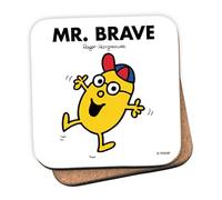 Mr Men Mr. Brave Coaster - 10cm x 10cm Cork-Backed Drinks Coaster | Non-Slip, Easy Wipe Clean | Proudly Made in the UK | Durable Home & Office Accessory