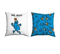 Mr Men Mr. Busy Cushion - 40cm x 40cm Soft-Touch Faux Suede Pillow with Microfibre Inner | Perfect Home Décor & Gifting Idea