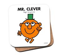 Mr Men Mr. Clever Coaster - 10cm x 10cm Cork-Backed Drinks Coaster | Non-Slip, Easy Wipe Clean | Proudly Made in the UK | Durable Home & Office Accessory