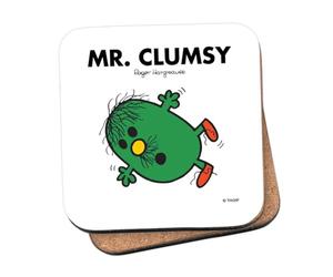 Mr Men Mr. Clumsy Coaster - 10cm x 10cm Cork-Backed Drinks Coaster | Non-Slip, Easy Wipe Clean | Proudly Made in the UK | Durable Home & Office Accessory