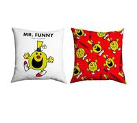 Mr Men Mr. Funny Cushion - 40cm x 40cm Soft-Touch Faux Suede Pillow with Microfibre Inner | Perfect Home Décor & Gifting Idea