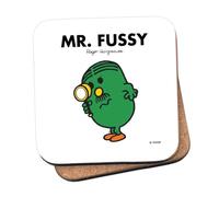 Mr Men Mr. Fussy Coaster - 10cm x 10cm Cork-Backed Drinks Coaster | Non-Slip, Easy Wipe Clean | Proudly Made in the UK | Durable Home & Office Accessory