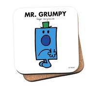 Mr Men Mr. Grumpy Coaster - 10cm x 10cm Cork-Backed Drinks Coaster | Non-Slip, Easy Wipe Clean | Proudly Made in the UK | Durable Home & Office Accessory