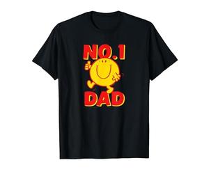 Mr. Men Mr. Happy No 1 Dad Number 1 Dad T-Shirt, Men, Black, Large