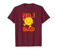 Mr. Men Mr. Happy No 1 Dad Number 1 Dad T-Shirt, Men, Burgundy, Small
