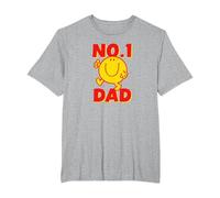 Mr. Men Mr. Happy No 1 Dad Number 1 Dad T-Shirt, Men's Big and Tall, Heather Grey, 6X Tall