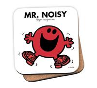 Mr Men Mr. Noisy Coaster - 10cm x 10cm Cork-Backed Drinks Coaster | Non-Slip, Easy Wipe Clean | Proudly Made in the UK | Durable Home & Office Accessory