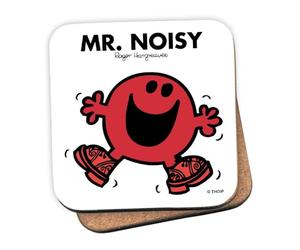 Mr Men Mr. Noisy Coaster - 10cm x 10cm Cork-Backed Drinks Coaster | Non-Slip, Easy Wipe Clean | Proudly Made in the UK | Durable Home & Office Accessory