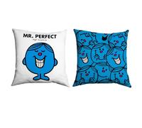Mr Men Mr. Perfect Cushion - 40cm x 40cm Soft-Touch Faux Suede Pillow with Microfibre Inner | Perfect Home Décor & Gifting Idea