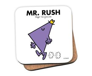Mr Men Mr. Rush Coaster - 10cm x 10cm Cork-Backed Drinks Coaster | Non-Slip, Easy Wipe Clean | Proudly Made in the UK | Durable Home & Office Accessory
