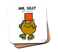 Mr Men Mr. Silly Coaster - 10cm x 10cm Cork-Backed Drinks Coaster | Non-Slip, Easy Wipe Clean | Proudly Made in the UK | Durable Home & Office Accessory