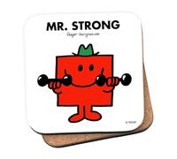 Mr Men Mr. Strong Coaster - 10cm x 10cm Cork-Backed Drinks Coaster | Non-Slip, Easy Wipe Clean | Proudly Made in the UK | Durable Home & Office Accessory