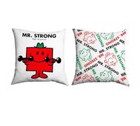 Mr Men Mr. Strong Cushion - 40cm x 40cm Soft-Touch Faux Suede Pillow with Microfibre Inner | Perfect Home Décor & Gifting Idea