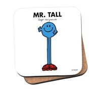 Mr Men Mr. Tall Coaster - 10cm x 10cm Cork-Backed Drinks Coaster | Non-Slip, Easy Wipe Clean | Proudly Made in the UK | Durable Home & Office Accessory