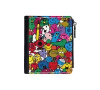 (Mr Men Pattern_359) PU Wallet Compact Bifold with Zipper & Multiple Card Coins Slots Black Stylish Durable Graphic Design Print for Men Women Kids Christmas Gift