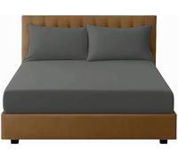 MR&MH Luxury King Size Fitted Sheet - 1800 Brushed Microfiber - 100% Brushed Polyester - 90 GSM - Extra Deep 40cm Pocket - Ultra-Soft, Wrinkle-Free, Easy Care - Grey - 198 x 152 cm