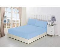 MR&MH Premium 100% Egyptian Cotton Fitted Sheet - 10"/25cm Depth for Single Double King or Super King Luxury Bedding in Multiple Colors - Hypoallergenic & Breathable Fabric (Sky Blue, Single)