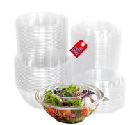 Mr Miracle Clear 24 Ounce Plastic Salad Bowls with Snap-On Lids. 50 Pack. Airtight Disposable Salad Containers for Lunch, Meal Prep, Parties. Ideal as Disposable Salad Bowls with Lids
