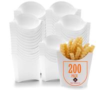 Mr Miracle Greaseproof French Fry Holder - White Disposable Fries Scoop Cup - French Fries Box, 5 Ounces, Pack of 200 - Great French Fry Box for Parties, Events, and Takeout