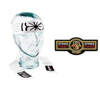 Mr Miyagi OKINAWAN FLOWER Headband & Cloth Badge STRIKE FIRST Karate Kids Karate Kids Mr Miyagi Daniel Larusso Movie Headband Men Women Children Novelty