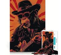 Mr Monkey Blues Night Hard Jigsaw Puzzle for Adults 1000 Pieces Think Toy Peaceful Fun Clean Cut Fine Art Piece (38x52cm)