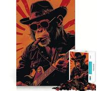 Mr Monkey Blues Night Jigsaw for Teenagers 1000 Pieces Memory Boost Relaxing Fun Pattern Assembly (50x75cm)