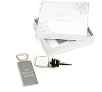 Mr Mostly Right & Mrs Always Right Bottle Opener & Bottlestopper Wedding Set in Gift Box