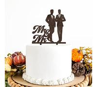 Mr & Mr Cake Topper - Mr & Mr - Two Men Standing Rustic Cake Topper for Gay Couple Wedding/Coimg Out Party Decoratoions
