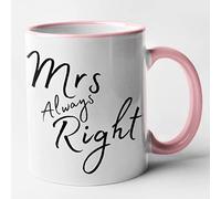 Mr & Mrs Always Right Cute Couple Mugs (Pink)